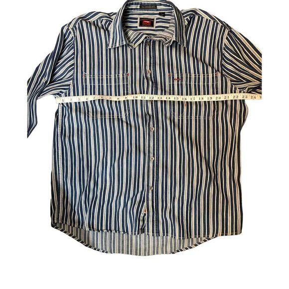 Wrangler Hero blue and white striped button down long sleeves - Picture 7 of 8